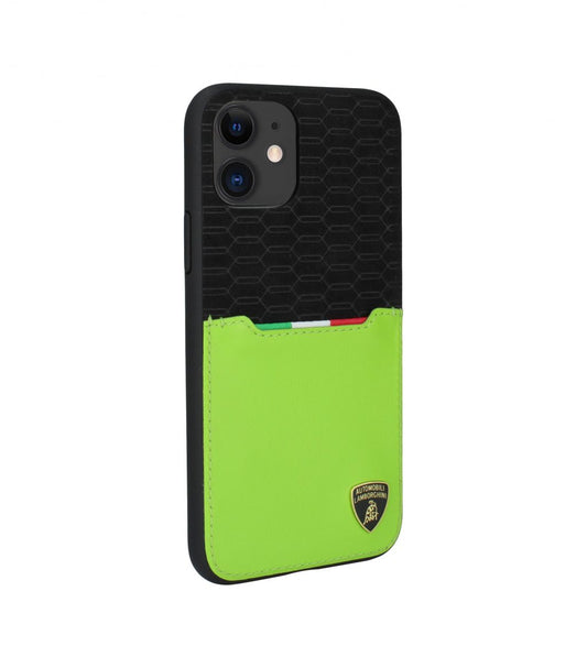 Lamborghini Genuine iPhone 11 Pro Genuine Leather & Alcantara- Green