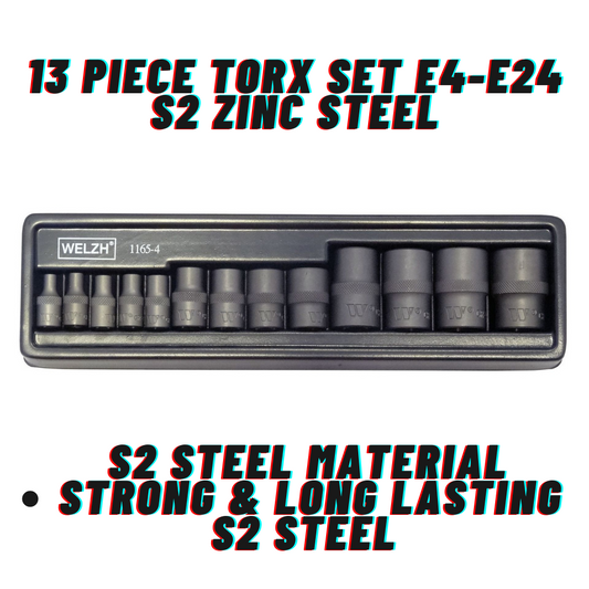 Welzh Werkzeug 13-Piece Torx Set E4-E24 S2 Zinc Steel
