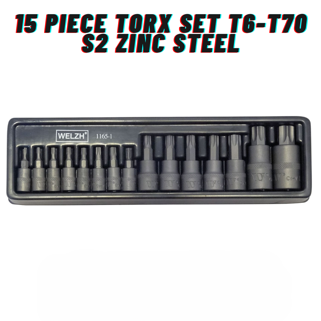 Welzh Werkzeug 15 PIECE TORX SET T6-T70 S2 ZINC STEEL