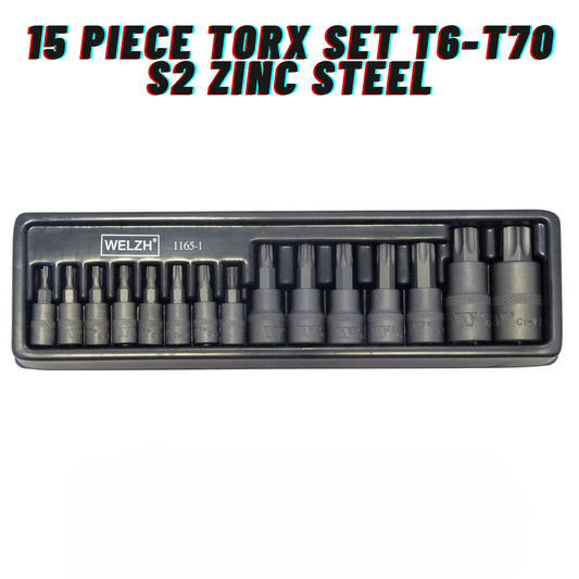 Welzh Werkzeug 15 PIECE TORX SET T6-T70 S2 ZINC STEEL