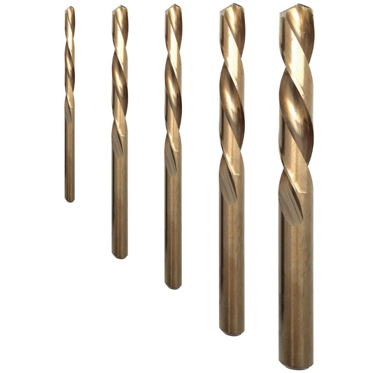Welzh Werkzeug Drill Bit Set; Fully Ground, Left Hand Cutting, 5-Piece