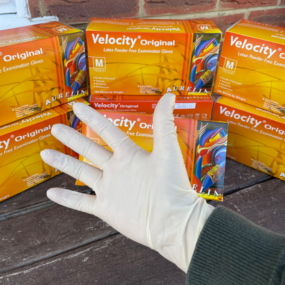 Aurelia Velocity Original Powder Free Latex Examination Gloves- Medium