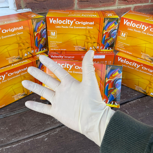 Aurelia Velocity Original Powder Free Latex Examination Gloves- Medium
