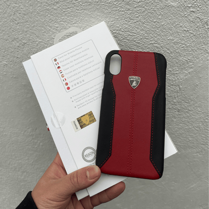 Lamborghini Automobili  iPhone XR Red Genuine Leather Case