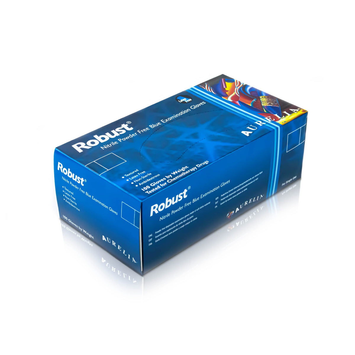 Aurelia Premium Quality Blue Nitrile Examination Gloves Robust - Large